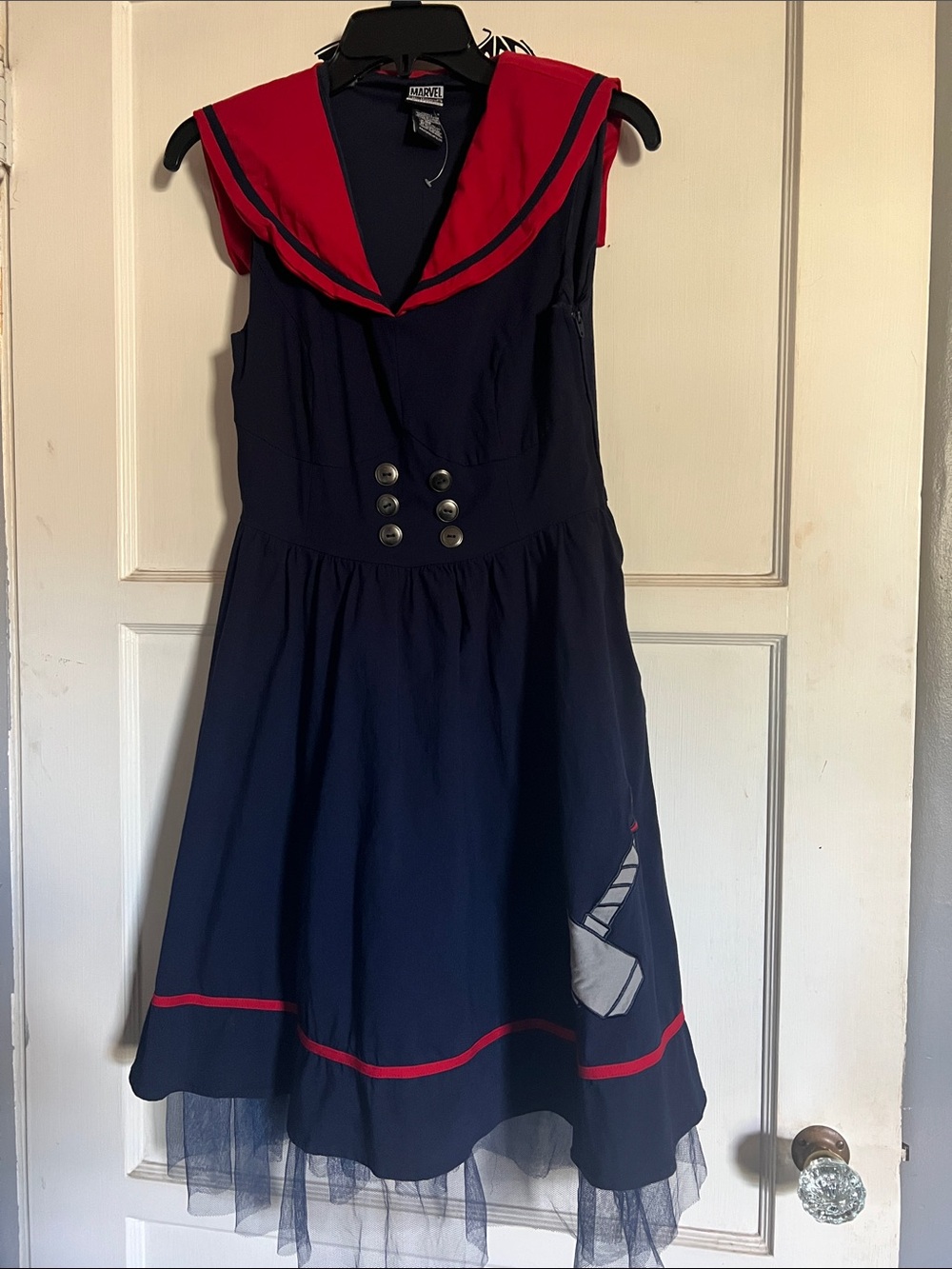 Marvel THOR Navy Dress with Red Sailor Collar and Trim